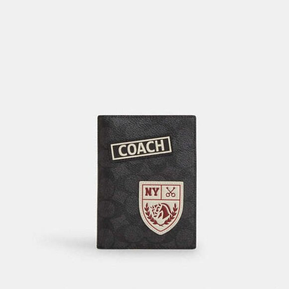 Passport Card Case In Signature Canvas With Patches - Picture 1 of 5